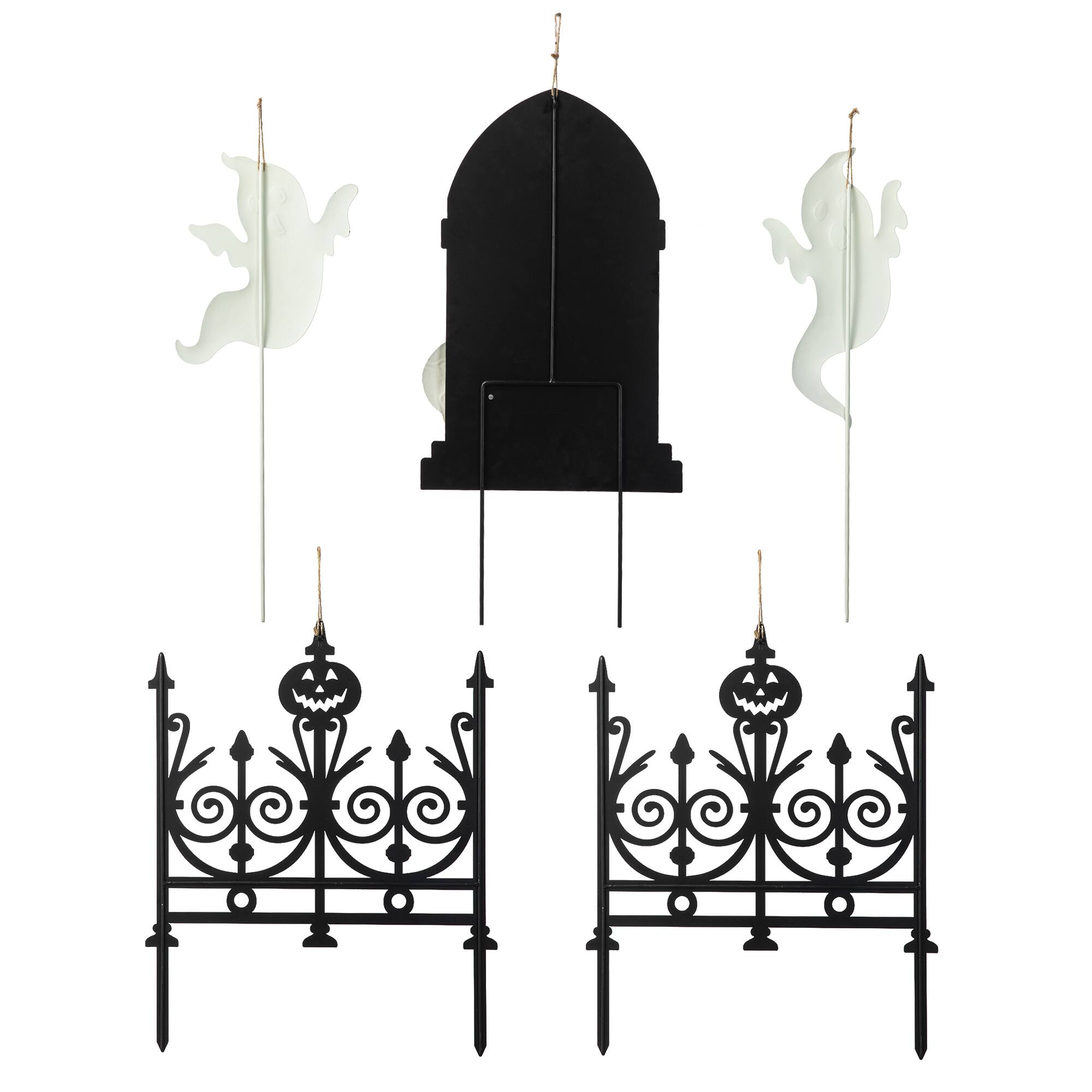 Glitzhome® 24" 5-Piece Halloween Metal Graveyard Yard Stake Set